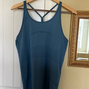 Lululemon EUC size 10 Swiftly Strappy back shirt dusty blue.